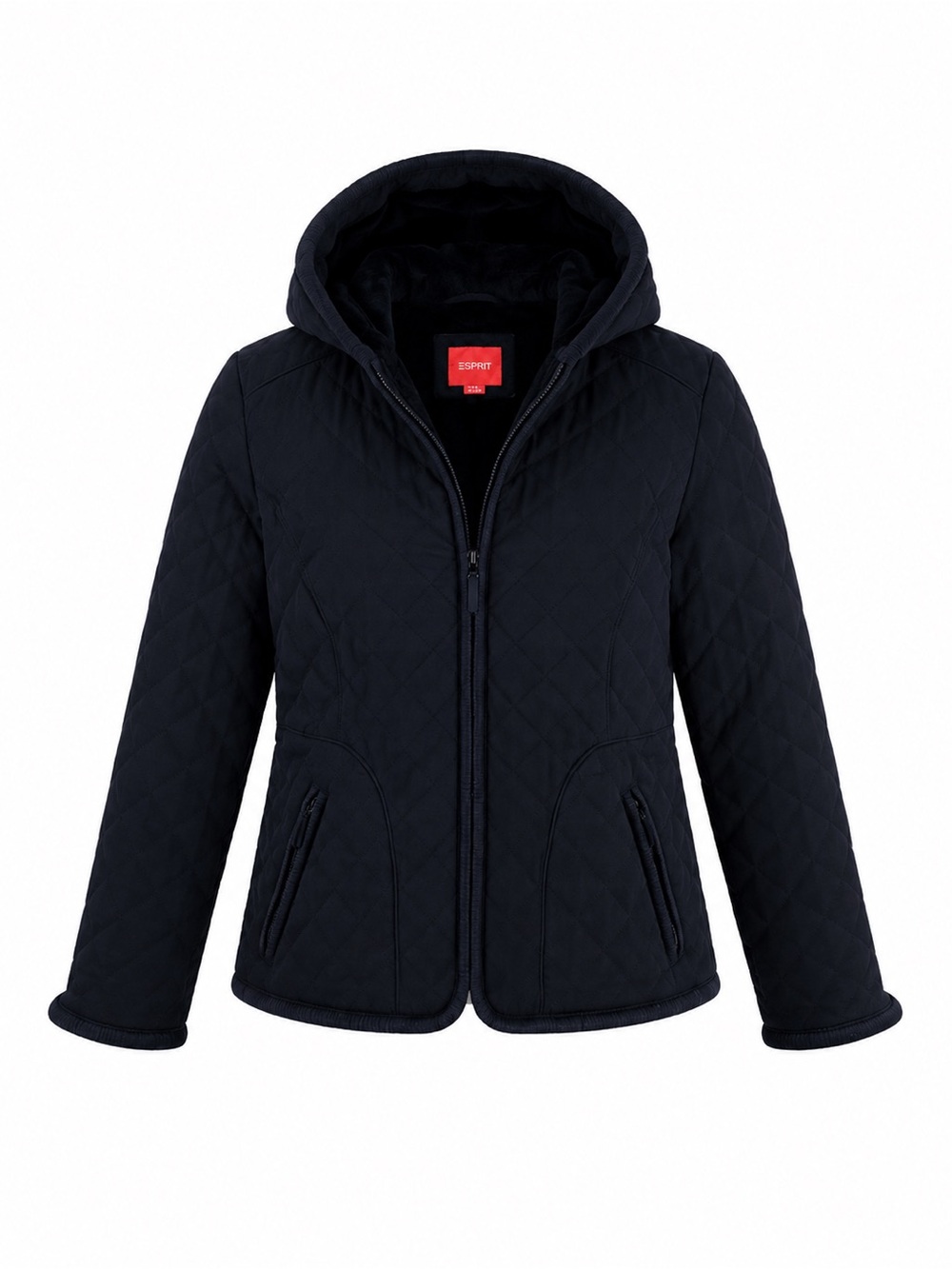 Esprit Black Quilted Hooded Jacket Faux Fur Lined Women’s Large Winter Coat
